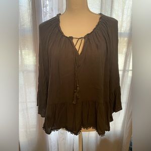 AERIE gray poets blouse top size large